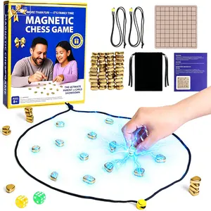 Magnetic Chess Game with Stones, Magnet Chess Game with String, 40 Magnetic Rocks, Mat, Dice and Storage Bag, Fun Magnetic Stones Game for Adults and Kids Ages 8+, Easter Family Game Night and Party