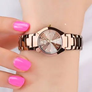 New Luxury Rhinestone Round Simple Women's Watch, Steel Band Quartz Wristwatch, Suitable for Daily Decoration