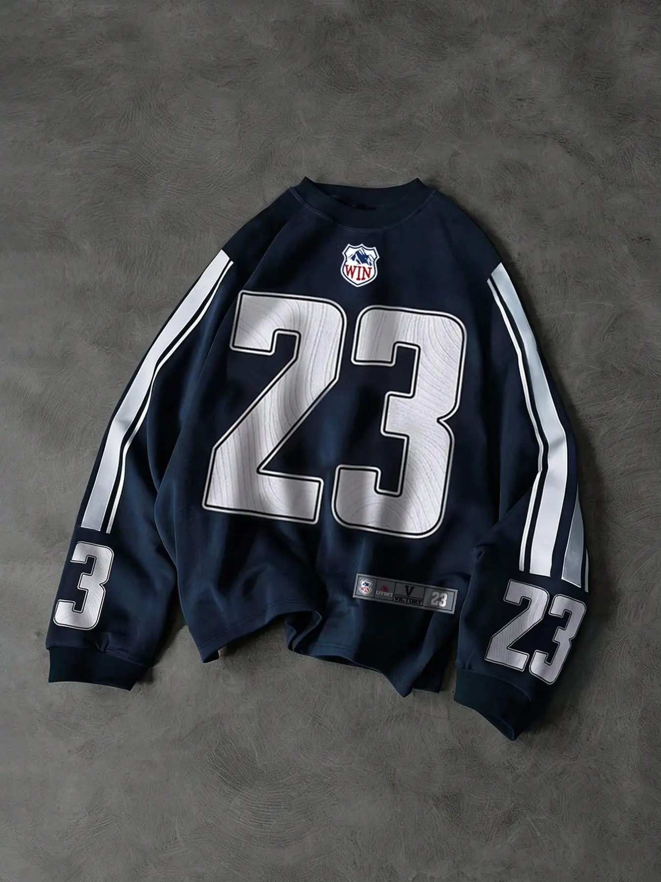 23 Retro Sport Sweatshirt, Casual Sportswear, Vintage Jersey Aesthetic, Bold Stripes & Competition Vibe, Cozy, Casual Comfy Sporty, Trendy & Unique, Casual Sweatshirt Tops #VintageAthleisure #OversizedSweatshirt #StreetStyle2026