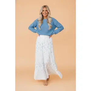 Floral Patchwork High Waist Tiered Maxi Skirt