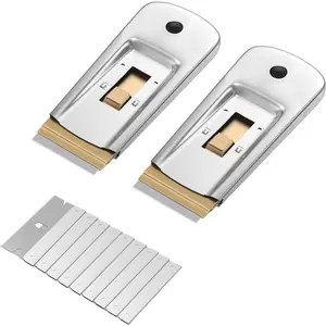 Metal Razor Blade Scraper, 2 Pack, 30 Extra Blades, Scraper for Cleaning, Glass Scraper, Razor Blade Scraper Tool, Razor Scraper Tool, Scraper Blades, Window Scraper With Razor Blade