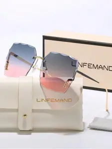 Women's Fashion Gradient Lens Glasses, Frameless Design, Rimless Sunglasses, Elegant Summer Party Wear, Perfect Holiday Gift for Her