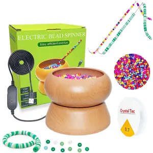 Xmada Electric Bead Spinner - Clay Bead Spinner with 2PC Beading Needles and Seed Beads, Waist Beads Kit, Bead Spinner for Jewelry Making, Electric | Speed Adjustment Beading Tools (Original)