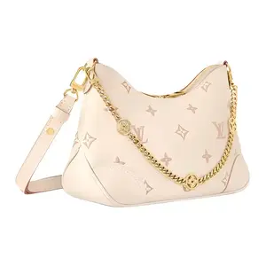Louis Vuitton Boulogne Detachable Chain Floral Pattern Embossed Calfskin Shoulder Bag for Women in Beige