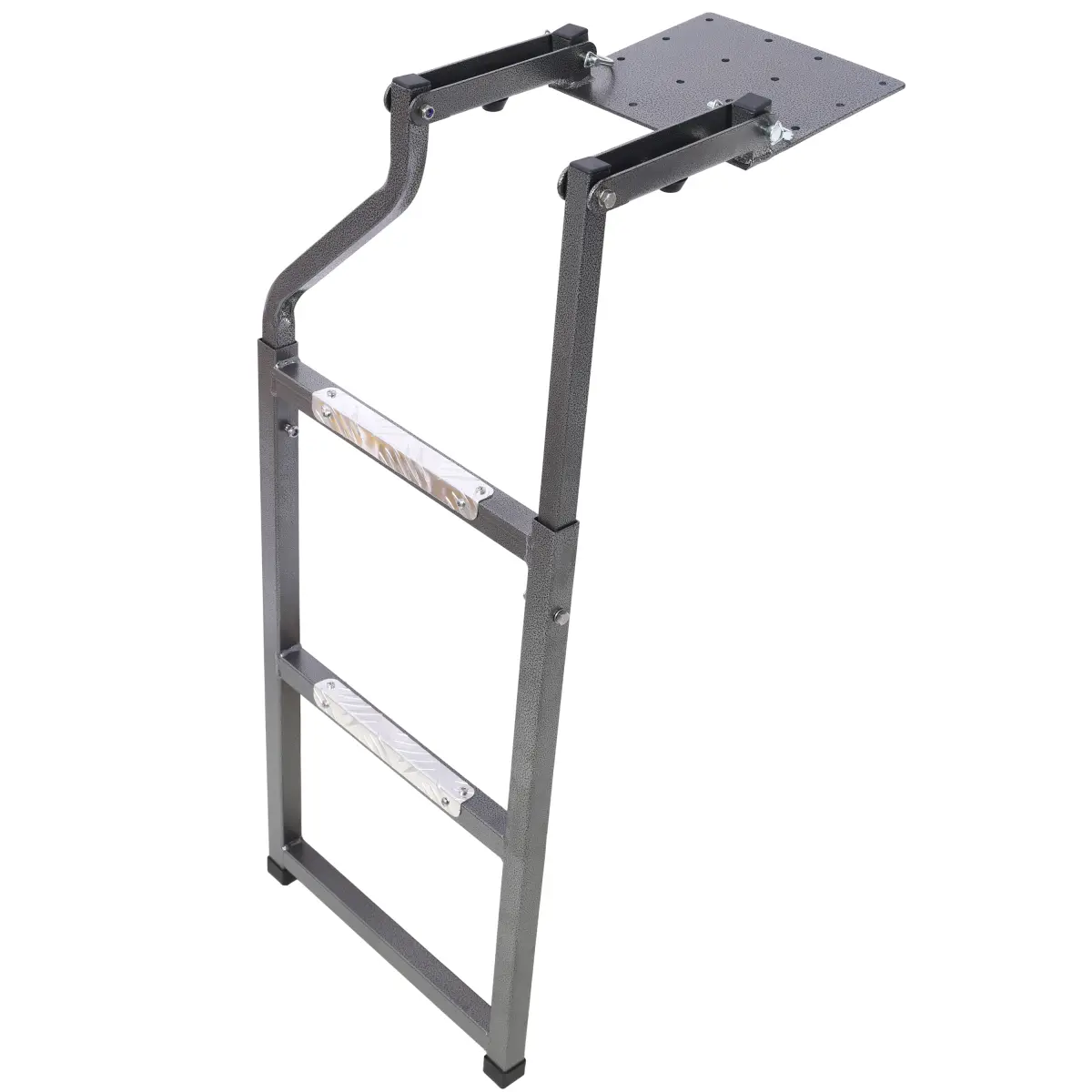 Universal Black Steel Pickup Truck Tailgate Ladder, Rectangular Foldable Truck Bed Access Ladder with Aluminum Step Grip Plates and Rubber Feet, High Stability Anti-Slip Heavy Duty Tailgate Step Ladder for Outdoor Truck Use