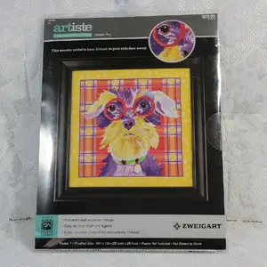 Zweigart Dapper Dog Artiste Counted Cross-Stitch Kit - Colorful Terrier 10"x10"
