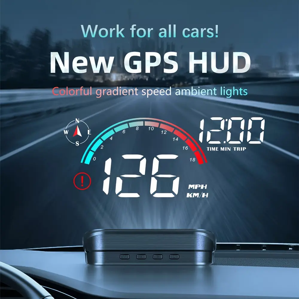 HUD GPS Speedometer Head Up Display Odometer, Windshield Speedometer Projector, Digital GPS Speedometer With Speed, Overspeed, Heads Up Display For Cars Suitable For All Vehicles, Without Battery