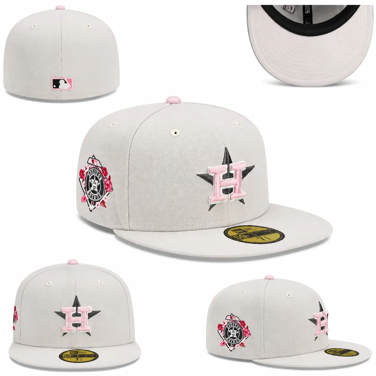 New Era Houston Astros Flat Brim Embroidered Baseball Hat - Cream