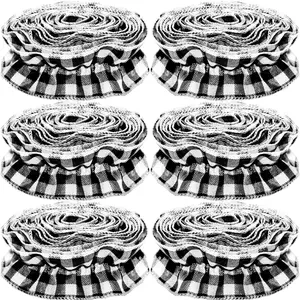 Christmas Tree Ribbon Garland Buffalo  Christmas Decorations, 9 Ft X 6 Rolls Black & White Buffalo Check Fabric Xmas Tree Ribbon Garland,  Country Rustic  Holiday  Decor