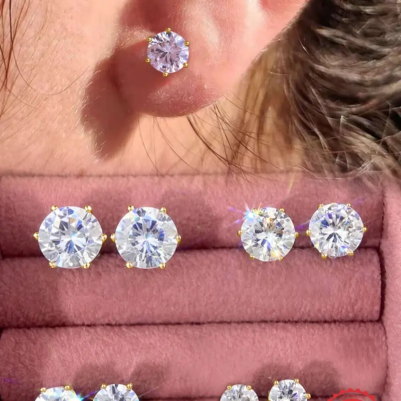 925 Sterling Silver Elegant Round Zircon Circle Stud Earrings, Fashion Jewelry for Party, Daily Clothing Decor, Trendy All-match & Exquisite Jewelry for Birthday Gift, Sparkling Ear Jewelry, High Quality Earrings