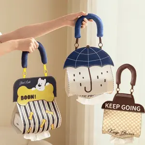 Wall-Mounted Tissue Storage Bag, Disposable Face Towel Dispenser, Car Tissue Holder - PU Material, Ring Buckle Design, Easy to Open and Close. Ideal for Living Room, Kitchen, Bathroom, Car, Dormitory, Bedroom and More.