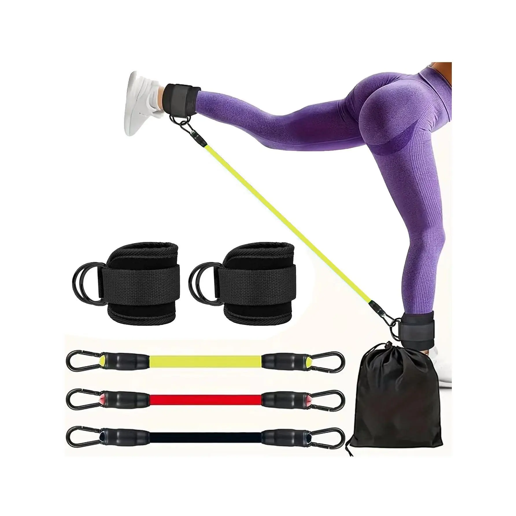 Three yellow, red, and black ribbons