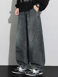 Men's Retro Washed Denim Jeans, Long Loose-Fit Y2K Street Style, All-Season Zipper Fly Pants, Perfect Gift for Boyfriend/husband