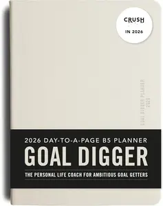 MI GOALS Goal Digger Daily Planner 2026 | Dated Journal for Gratitude, Progress & Habit  | Day-To-A-Page B5 (Vanilla Bean)