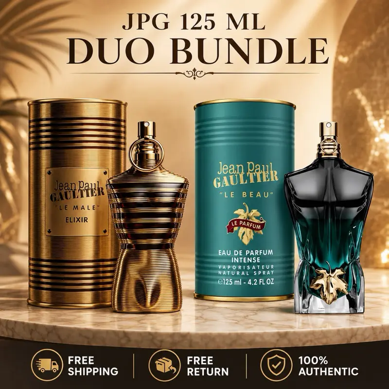 Jean Paul Gaultier Duo Bundle Le Male Elixir 125 ML + Le Beau Intense 125 ML EDP Spray