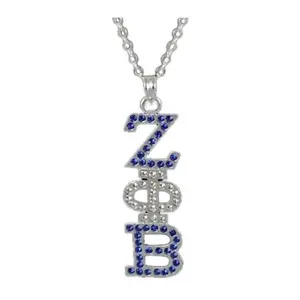 Greekgear Zeta Phi Beta Austrian Crystal Pendant Silver