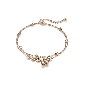 OIDEA Layered Stainless Steel Chain Bracelet and Anklet with Round Coin Charm, Adjustable for Women