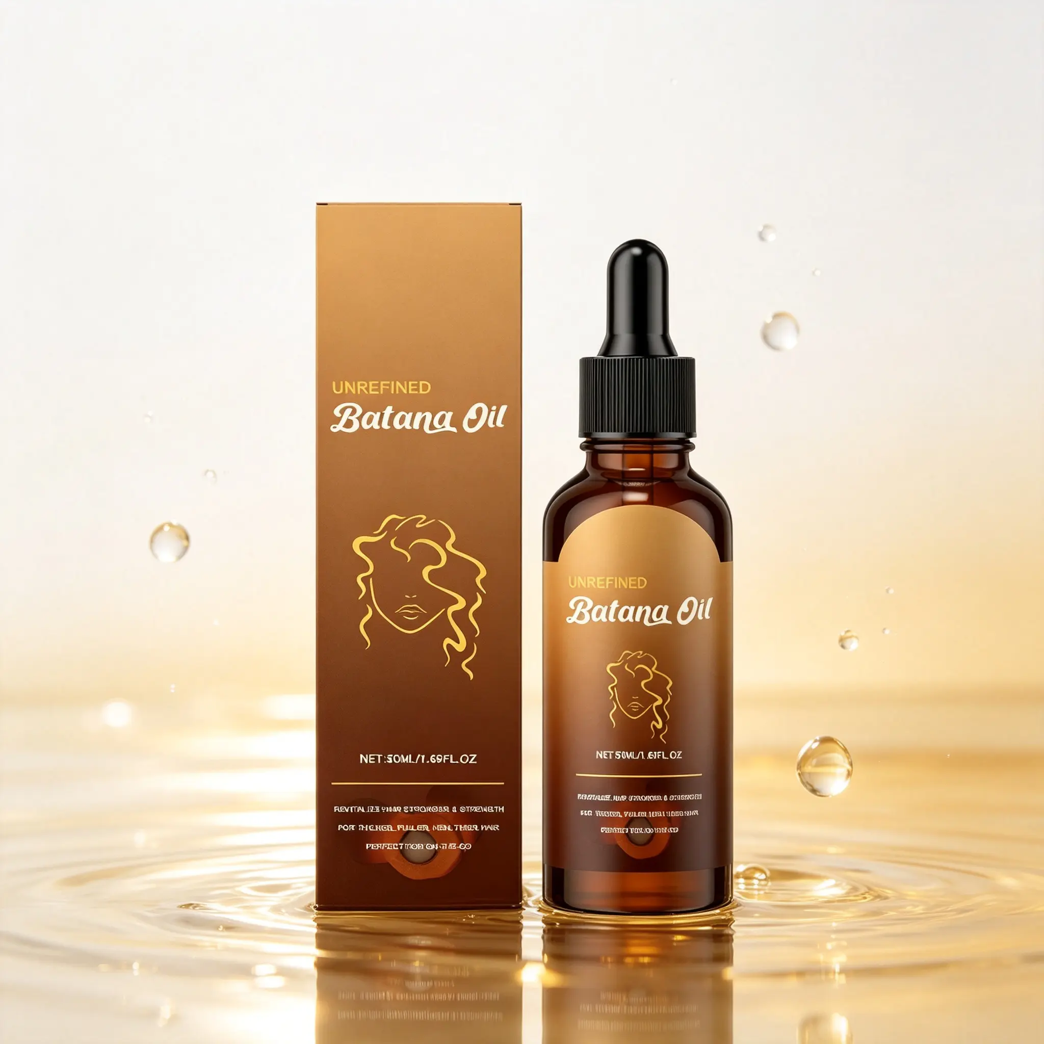 Unrefined Batana Hair Oil 50ml - Daily Nourishing Treatment for Healthier-Looking Locks, Natural Batana Formula
