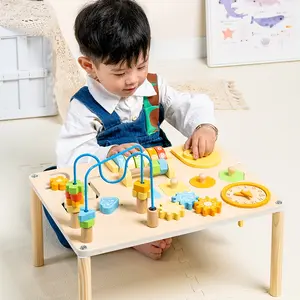 A multifunctional wooden educational game table with colorful, fun-filled features helps kids learn while playing in an exciting way Alphabet Board Game Tabletop Games