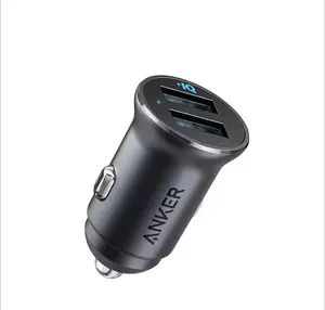 Anker 3 Series Car Charger 320 USB C 24W Mini Aluminum Alloy Dual USB with Blue LED for iPhone Fast Reliable Charging