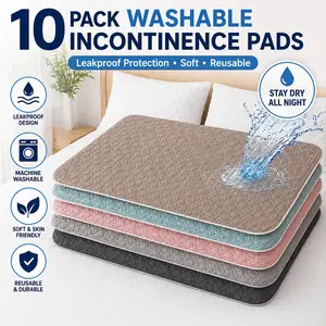 10-Pack Washable Incontinence Bed Pads - Reusable Waterproof Underpads for Adults, Ultra-Soft Leakproof Protection for Period Care & Home Nursing Princess