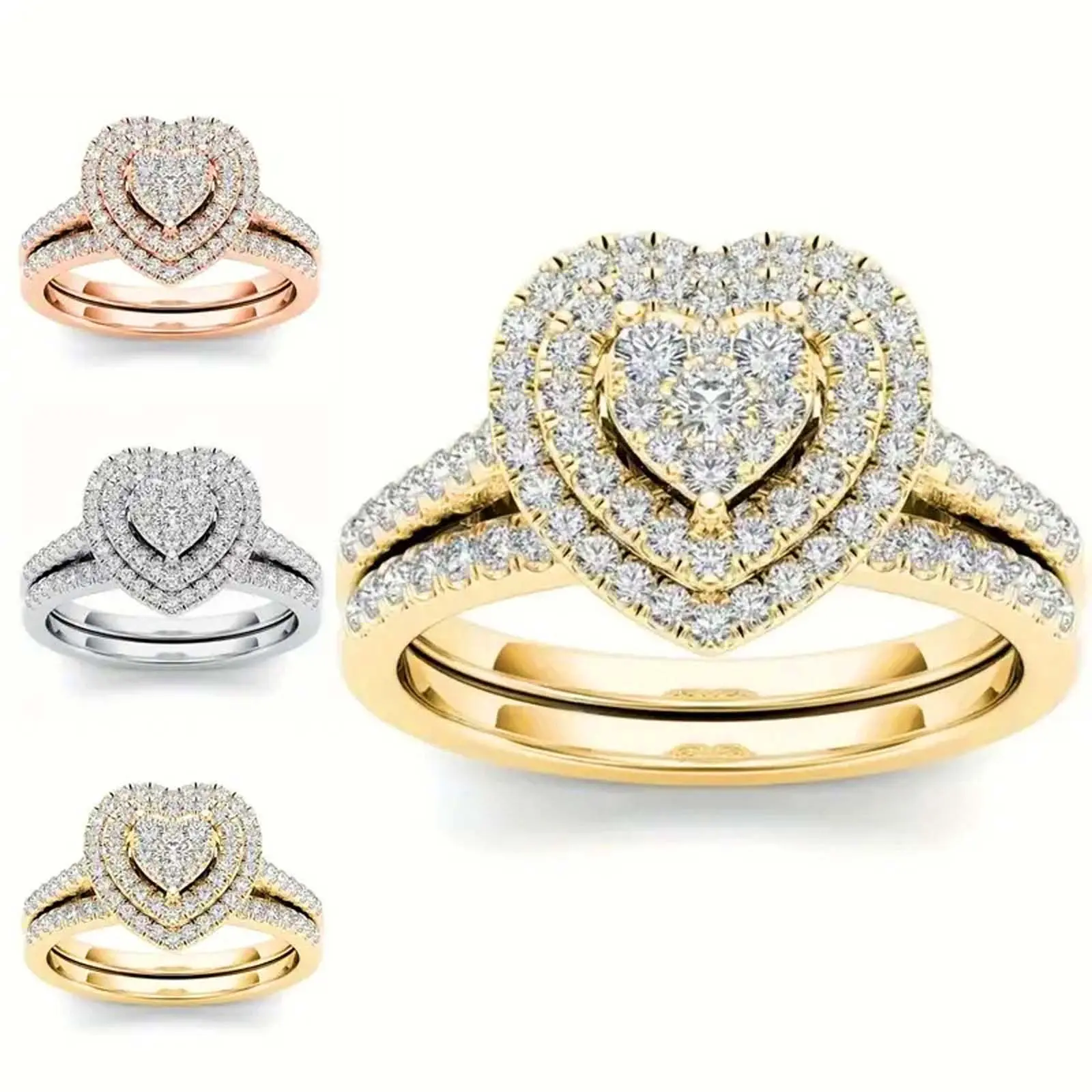 Double Heart Open Ring Love Ring Fashion Jewelry for Women