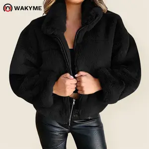 Women's Faux Fur Zip-Up Jacket – Soft Plush Fuzzy Coat, Cozy Cute Outerwear for Fall & Winter