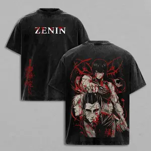 Maki Zenin Jujutsu Kaisen Graphic Tee – Culling Game Arc Heavenly Restriction Anime Shirt, Double-Printed Acid-Washed Heavy Cotton Top, Unisex Oversized Vintage Streetwear Menswear for Casual, Party, Convention, and JJK Fans