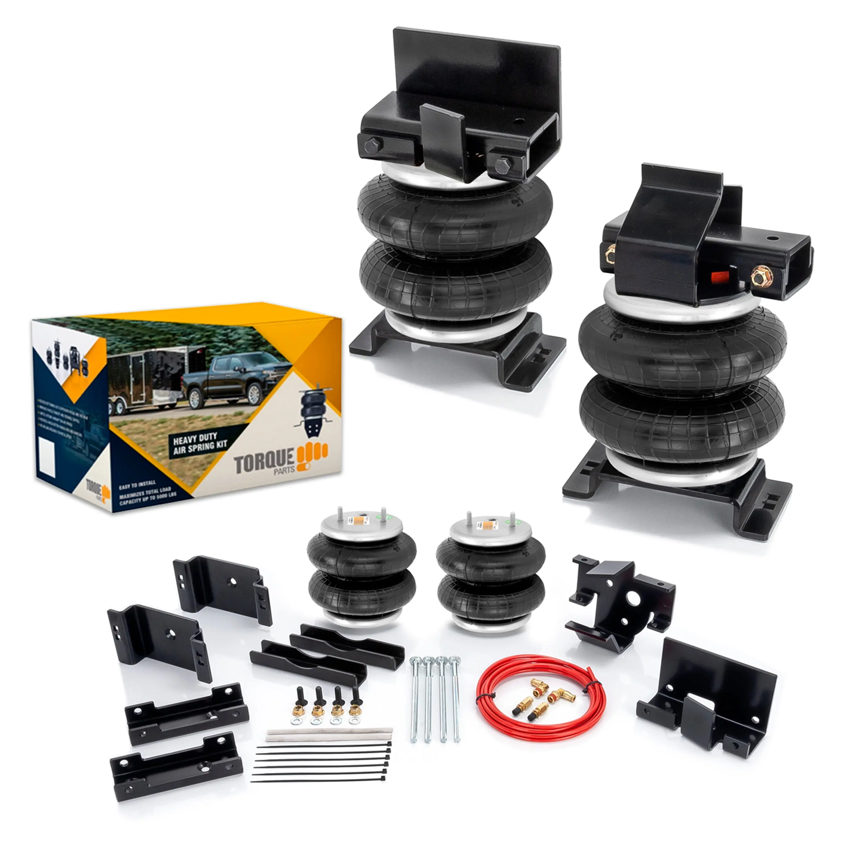 TORQUE Rear Only Helper Airbag Suspension Kit for 2014-2026 Dodge Ram 2500 Truck 2WD/4WD, Easy to Install, 5000 lbs Towing Capacity, Level Load, Replacement for Firestone Ride Rite 2598 (TR2598)