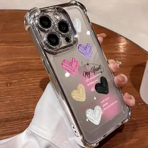 Colorful hearts Phone Case, for IPhone 16 15 14  13 12 11 All Series, Shockproof Soft Cover, Anti-scratch Mobile Phone Protective Shell