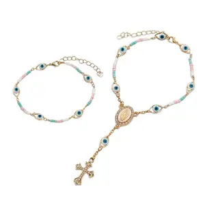 Gold-Plated Multi-Color Evil Eye Bracelet