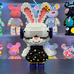 Gothic Rabbit Girl Design Toy, Building Block Model, Creative Puzzle Toy, Decompression Toys, Educational Birthday Gift for Intelligence Development