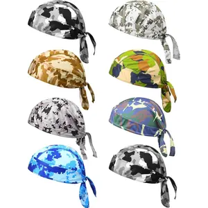 8 Pack Do Rag Skull Caps for Men Sweat Wicking Doo Rags Cooling Helmet Liner Cycling Motorcycle Bandana