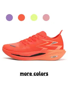 Unisex Orange-Pink Gradient Mesh Running Shoes, Platform Non-slip Wear-resistant Professional Racing Sneakers