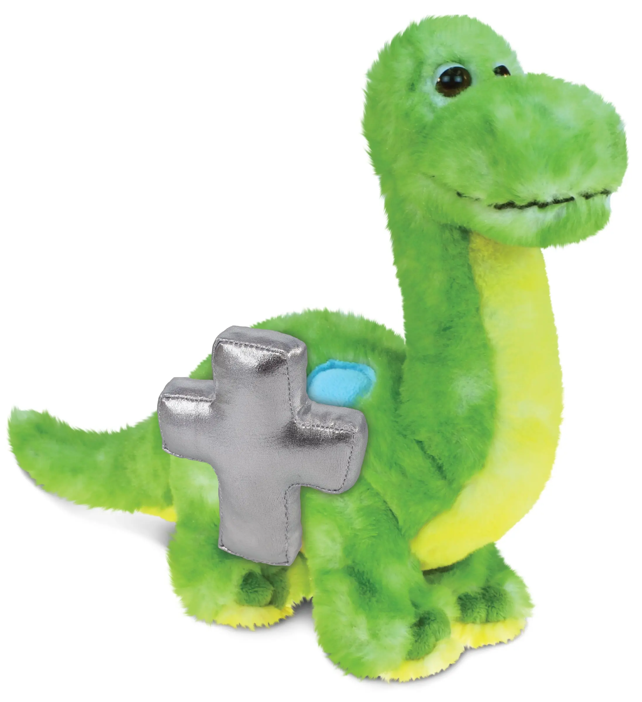 PLUSH CROSS - SUPER SOFT PLUSH - GREEN DINOSAUR