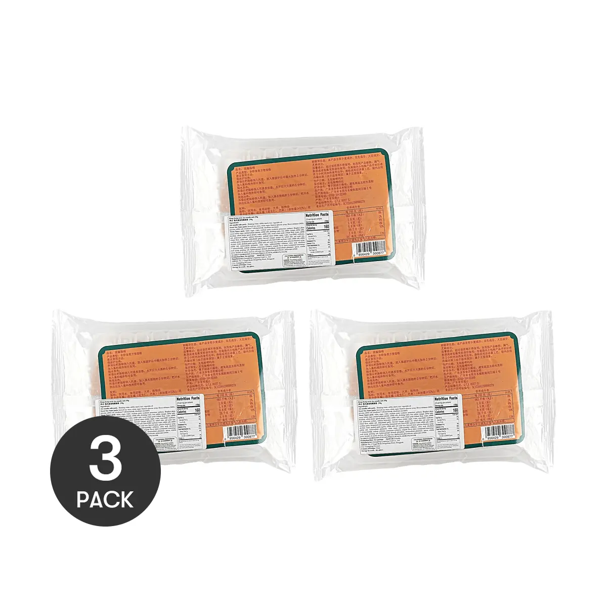 YANGDIAN 3-Pack Hong Kong Style Instant Cheong Fun Rice Noodle Rolls with 3 Signature Sauces - Authentic Dim Sum Meal Kit, 250g Each