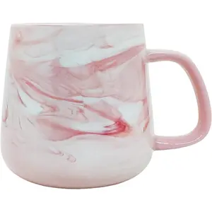 Mualuwi Ceramic Coffee Mug, Pink Marble Pattern Coffee Cups 12 Oz, Aesthetic Stoneware Cups, Coffee Mugs For Women, Dishwasher Safe, Microwave Safe