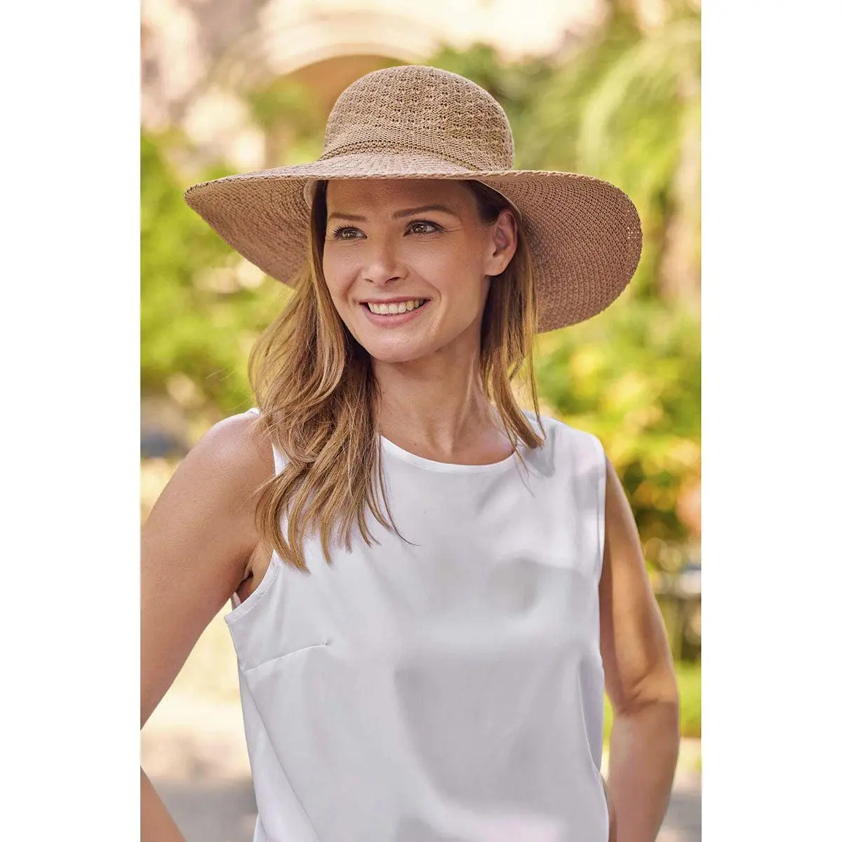 Perla Packable Wide Brim Hat | Tan