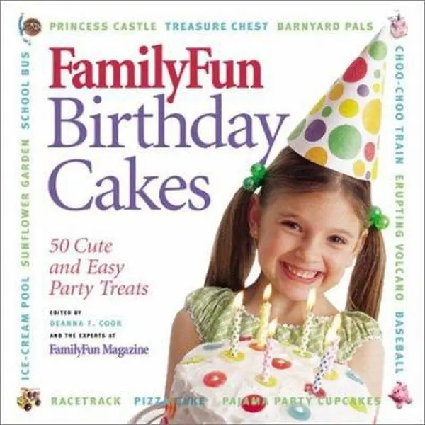 Used Hard-Cover Cookbook - FamilyFun Child's Birthday Cakes: 50 Cute and Easy Party Treats by Deanna F. Cook, English Baking Guide with Simple Instructions, 1.15 lbs