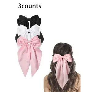 Solid Color Bow Decor Hair Clip Set Cute Hair Accessories for Women & Girls Minimalist Headwear Suitable for Thick Hair Hairstyles Ideas, Barrettes