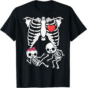 Skeleton Pregnancy Announcement Shirt Girl Boy Twins X-Ray T-Shirt - Phoebeumba Shop 42B07NVV69NH