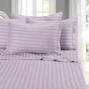 Best Softest Coziest 6-Piece Sheet Sets 1500 Premier Hotel Quality Luxurious Wrinkle Resistant Damask Stripe Bed Sheet Set, Full Lavender/Lilac