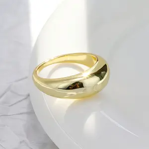 2026 Must-Have: 8mm Smooth Dome Gold Ring - Copper, Gold-Tone Statement, Metallic, Round Metallic Rings for Casual Outdoor Fun