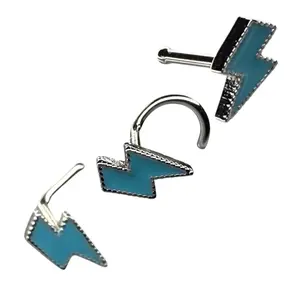 18G Straight, Screw and L Backing Lighting Bolt Nose Piercing