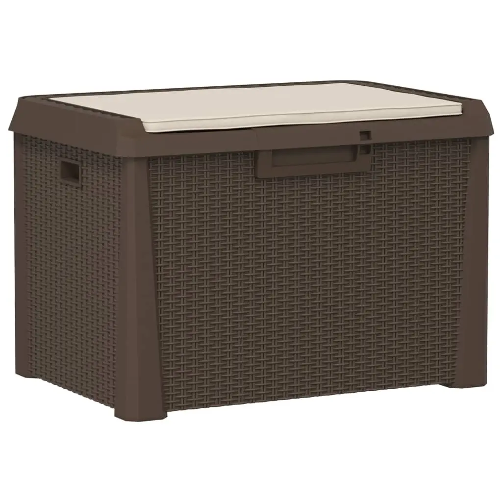vidaXL Patio Storage Box with Seat Cushion, Storage Chest with Lid, Garden Storage Box, Outdoor Blanket Box, Storage Case, Brown PP 364212
