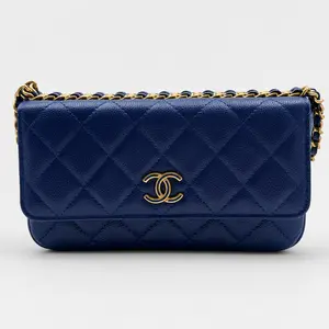 Pre-owned CHANEL france Crossbody Bags H1 Dark Blue Small caviar leather Diamond Pattern Chain Bag (Clutch/Wallet On Chain) 40996