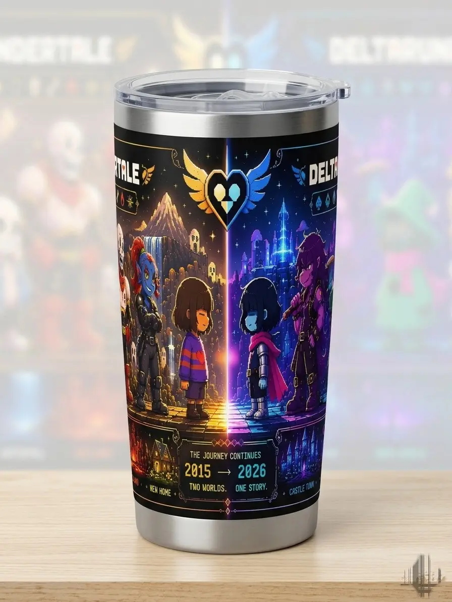 Undertale & Deltarune Inspired Gaming Tumbler, Collector Gift for Gamers, Indie Game Vacuum Flasks - vdg10124 Drinkware Flasks Stainless Steel Stylish
