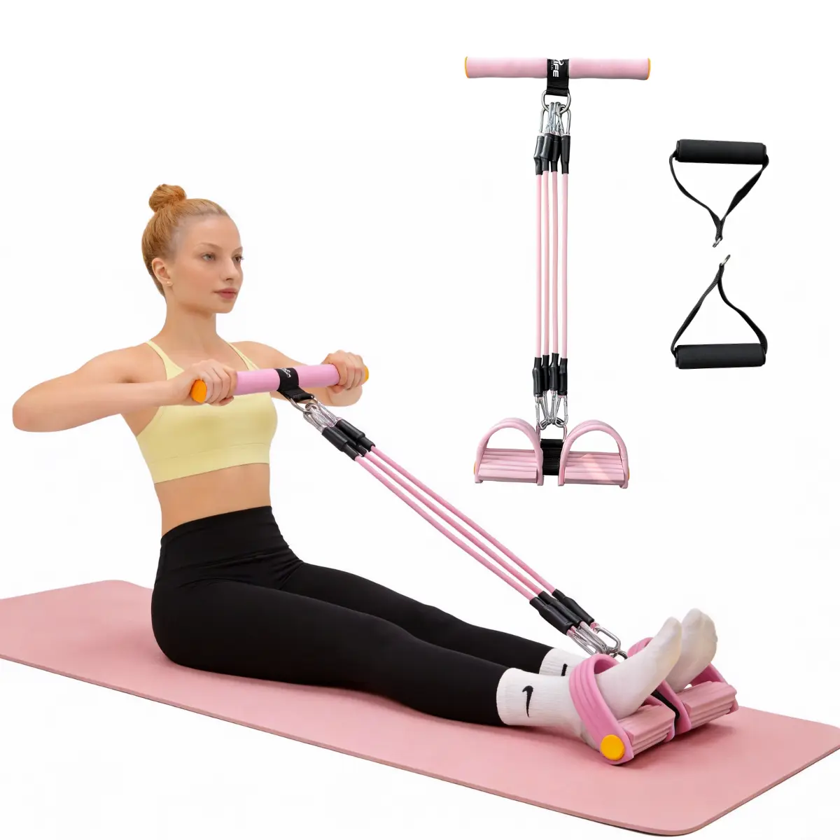 [Summerwins] 2026 Upgraded Adjustable Pedal Resistance Band with Handles, Detachable Elastic Pull Rope for Full-Body Home Gym Training, Arm Exercise, Sit-Ups, Yoga and Ab Workout, Summervibes