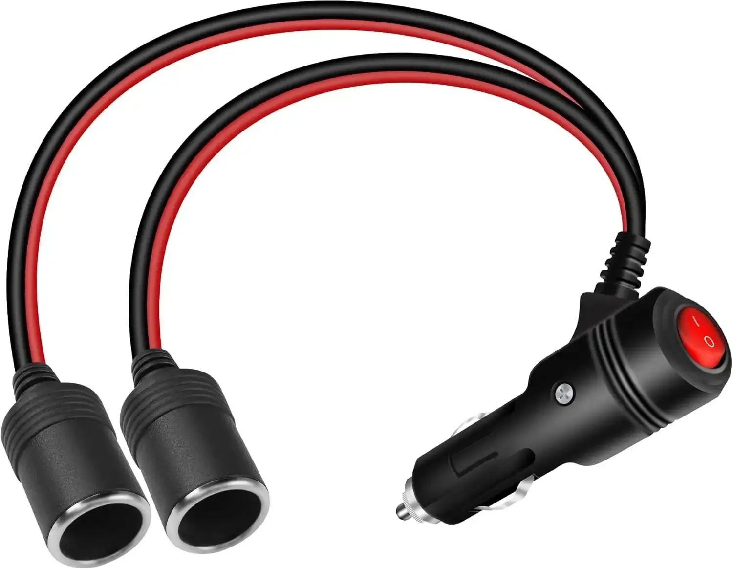 Cigarette Lighter Splitter 2 Socket, 12V Double Cigarette Lighter Adapter, 18AWG Dual Cigarette Lighters Extension Cord with 15A Fuse (1 to 2)