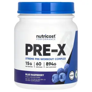 Nutricost Performance, PRE-X, Xtreme Pre-Workout Complex, Blue Raspberry, 2 lb (894 g)